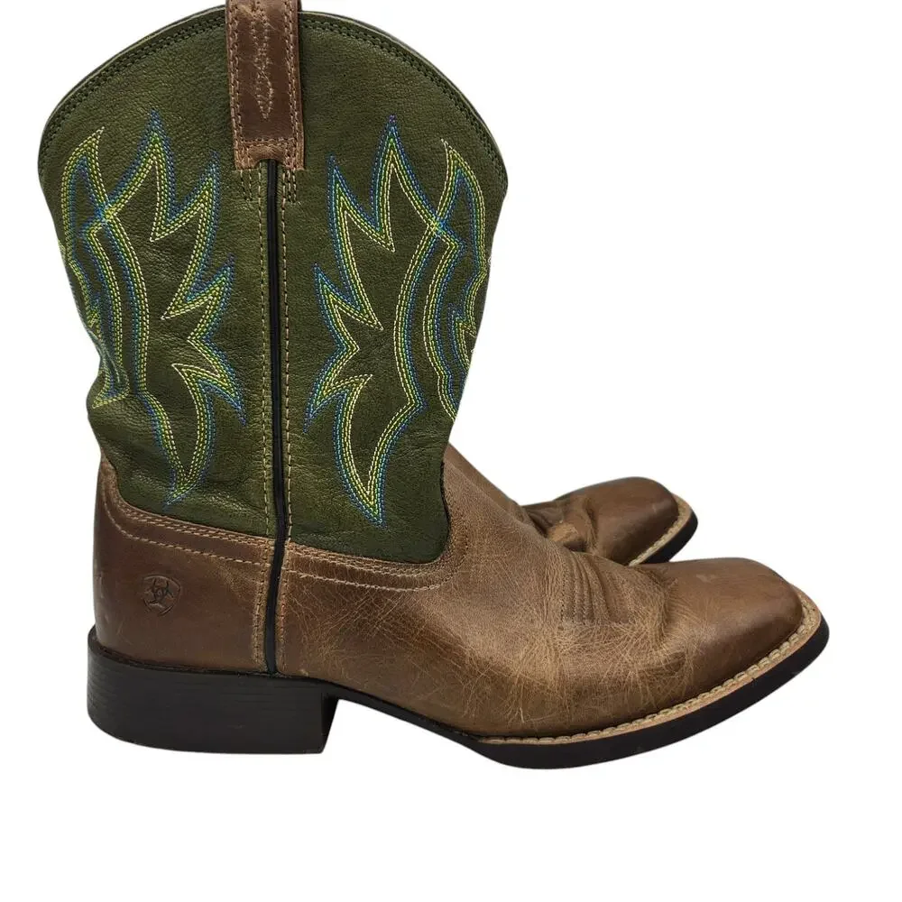 Ariat Pace Setter Leather Western Boots‎ Baked Cookie Green Kid's Size 5.5